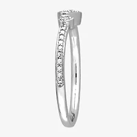 Womens Diamond Accent Natural White Sterling Silver Heart Delicate Stackable Ring