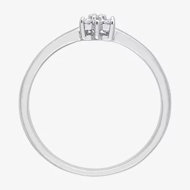 Womens Diamond Accent Natural White Sterling Silver Flower Delicate Stackable Ring