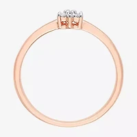 Womens Diamond Accent Natural White 18K Rose Gold Over Silver Flower Delicate Stackable Ring
