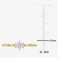 Womens 1/10 CT. T.W. Natural White Diamond 18K Gold Over Silver Flower Delicate Stackable Ring