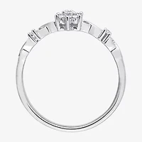 Womens 1/10 CT. T.W. Natural White Diamond Sterling Silver Flower Delicate Stackable Ring