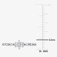 Womens 1/10 CT. T.W. Natural White Diamond Sterling Silver Flower Delicate Stackable Ring