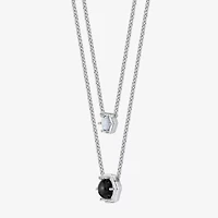 Womens Genuine Black Onyx Sterling Silver Round 18 Inch Pendant Necklace