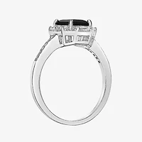 Womens Genuine Black Onyx Sterling Silver Cocktail Ring