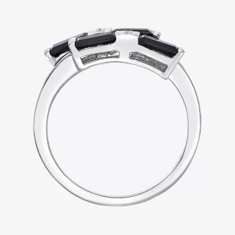 Womens Genuine Black Onyx Sterling Silver Cocktail Ring