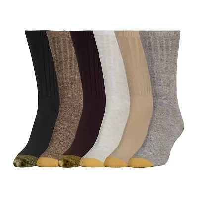 Gold Toe Ribbed Womens 6 Pair Crew Socks