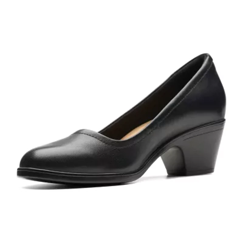 Clarks Emily Ruby Womens Closed Toe Block Heel Pumps