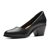 Clarks Emily Ruby Womens Closed Toe Block Heel Pumps