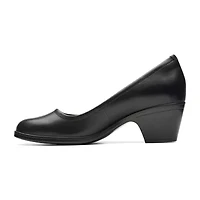 Clarks Emily Ruby Womens Round Closed Toe Block Heel Pumps