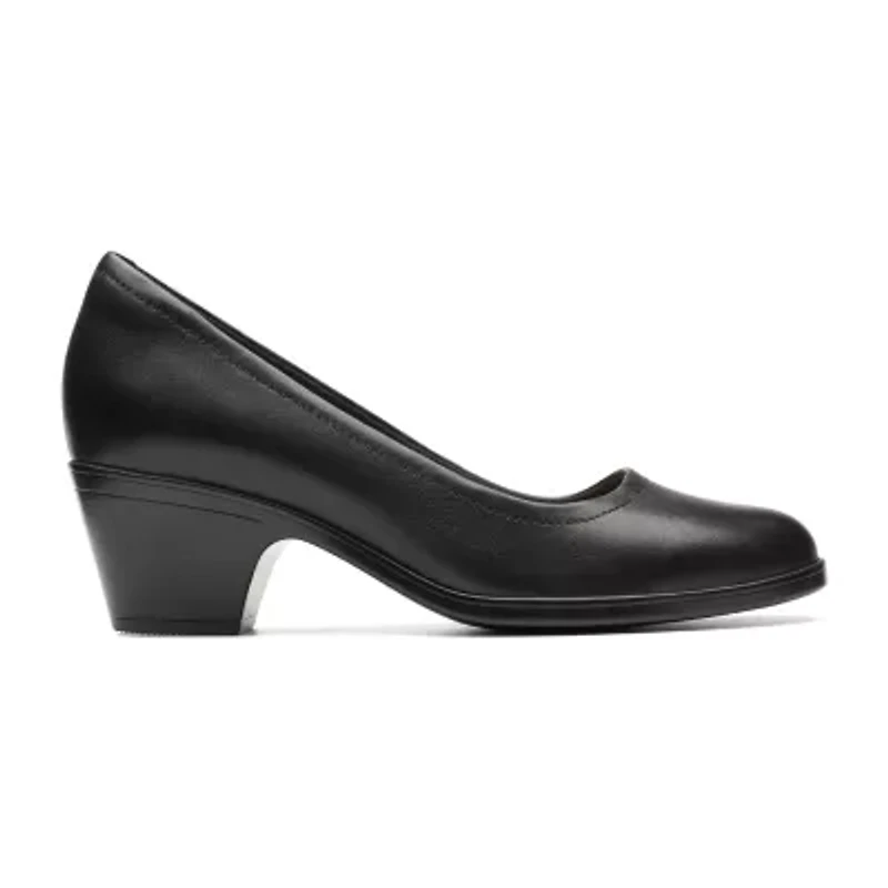 Clarks Emily Ruby Womens Round Closed Toe Block Heel Pumps