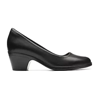 Clarks Emily Ruby Womens Round Closed Toe Block Heel Pumps