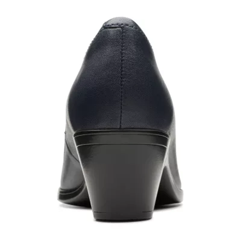 Clarks Emily Ruby Womens Round Closed Toe Block Heel Pumps