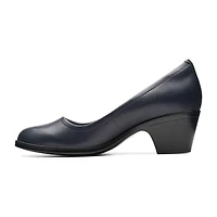 Clarks Emily Ruby Womens Round Closed Toe Block Heel Pumps