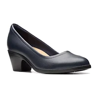 Clarks Emily Ruby Womens Round Closed Toe Block Heel Pumps