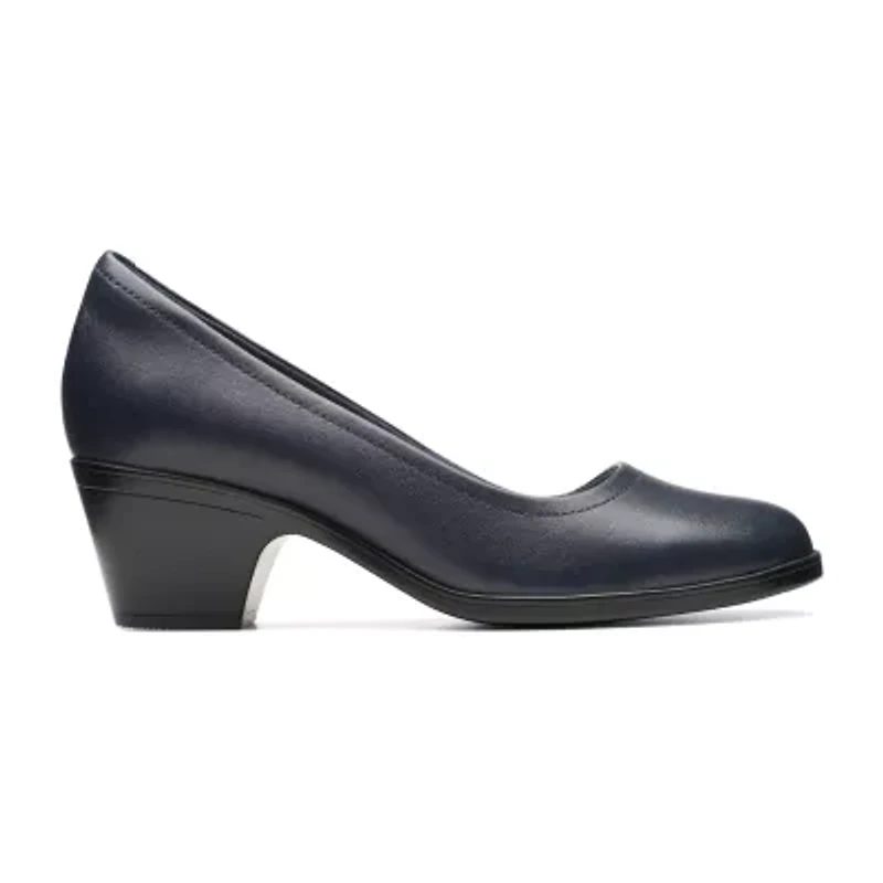 Clarks Emily Ruby Womens Round Closed Toe Block Heel Pumps