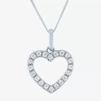 (H-I / I1) Womens 1/6 CT. T.W. Lab Grown White Diamond 10K Gold Heart 18 Inch Pendant Necklace