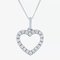(H-I / I1) Womens 1/6 CT. T.W. Lab Grown White Diamond 10K Gold Heart 18 Inch Pendant Necklace