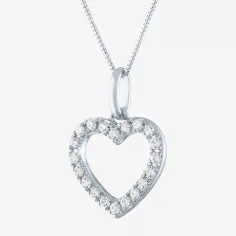 (H-I / I1) Womens 1/6 CT. T.W. Lab Grown White Diamond 10K Gold Heart 18 Inch Pendant Necklace