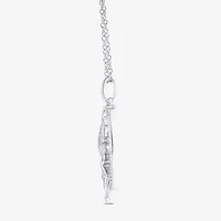 Enchanted Disney Fine Jewelry Womens 1/6 CT. T.W. Genuine White Mother Of Pearl Sterling Silver 18 Inch Pendant Necklace