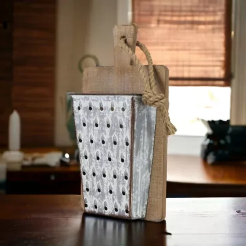 Cheungs Wood And  Cheese Grater On Cutting Board Décor Metal Wall Art