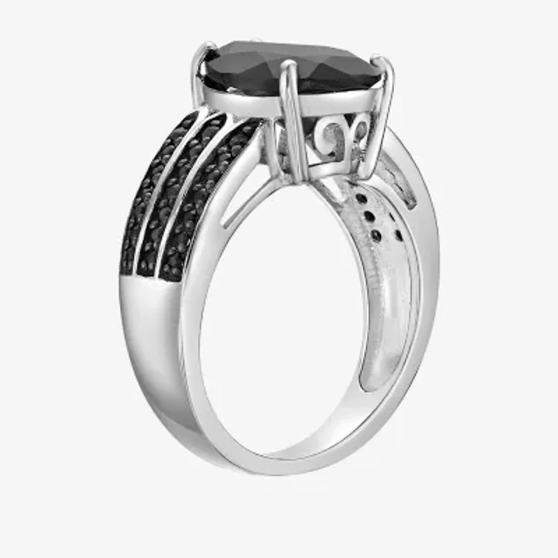 Womens Genuine Black Onyx Sterling Silver Pear Cocktail Ring