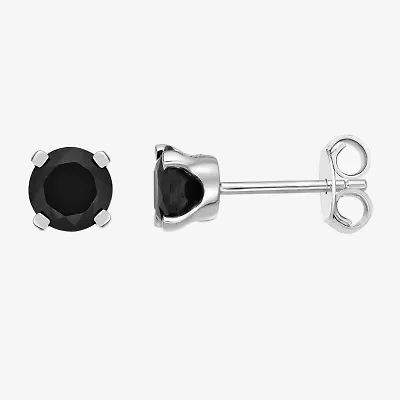 Genuine Black Onyx Sterling Silver 6mm Round Stud Earrings