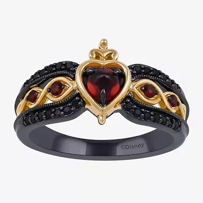 Enchanted Disney Fine Jewelry Villains Womens 1/5 CT. Genuine Red Garnet 14K Gold Over Silver Sterling Evil Queen Cocktail Ring