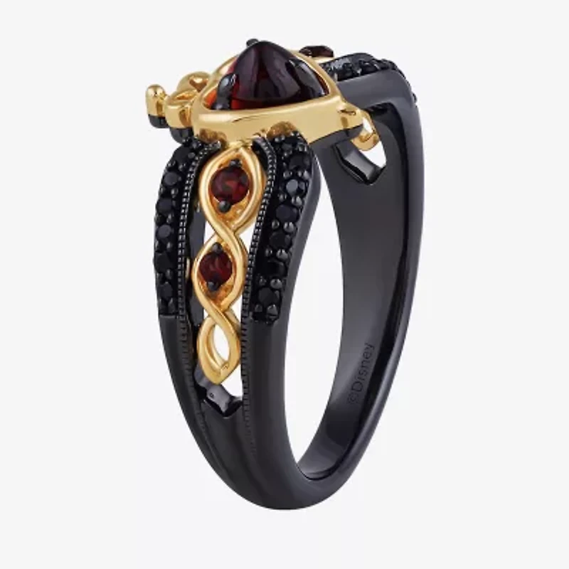Enchanted Disney Fine Jewelry Villains Womens 1/5 CT. Genuine Red Garnet 14K Gold Over Silver Sterling Evil Queen Cocktail Ring