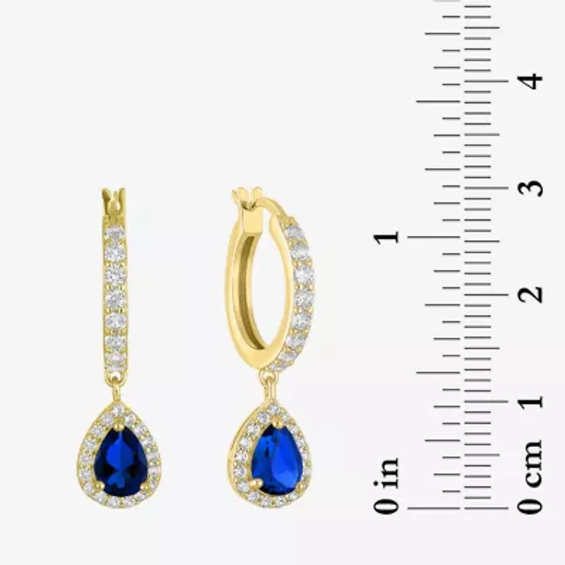 Lab Created Gemstone 14K Gold Over Silver Pear Drop Earrings