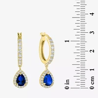 Lab Created Gemstone 14K Gold Over Silver Pear Drop Earrings