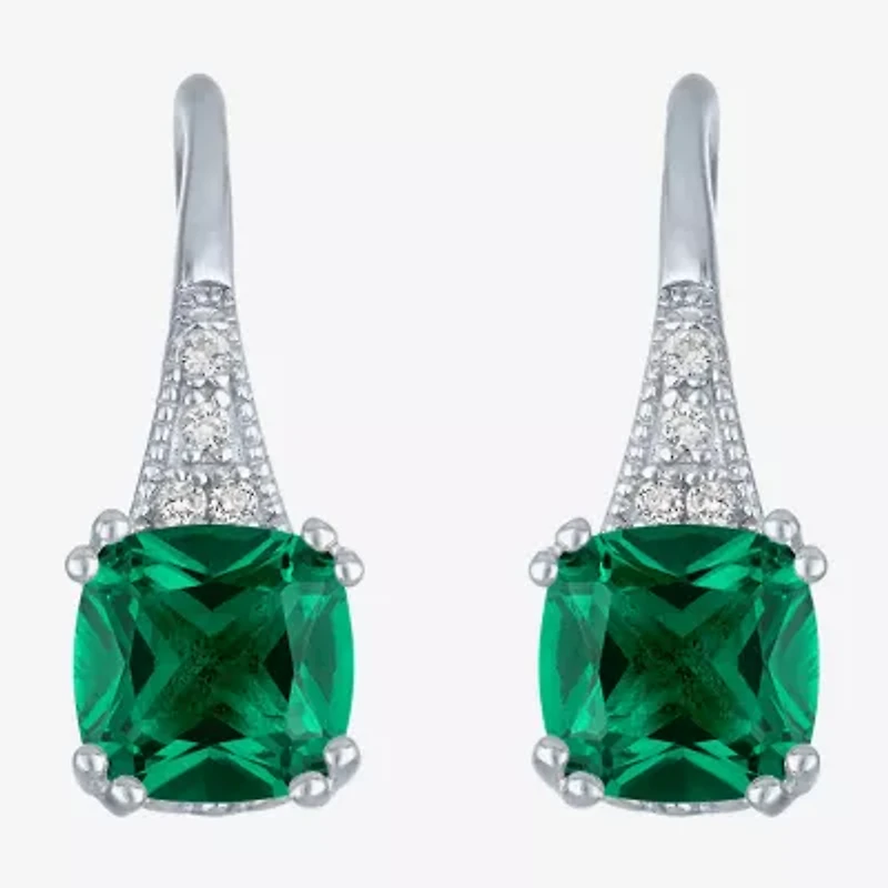 Gemstone Sterling Silver Cushion Drop Earrings