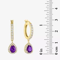 Lab Created Gemstone 14K Gold Over Silver Pear Drop Earrings