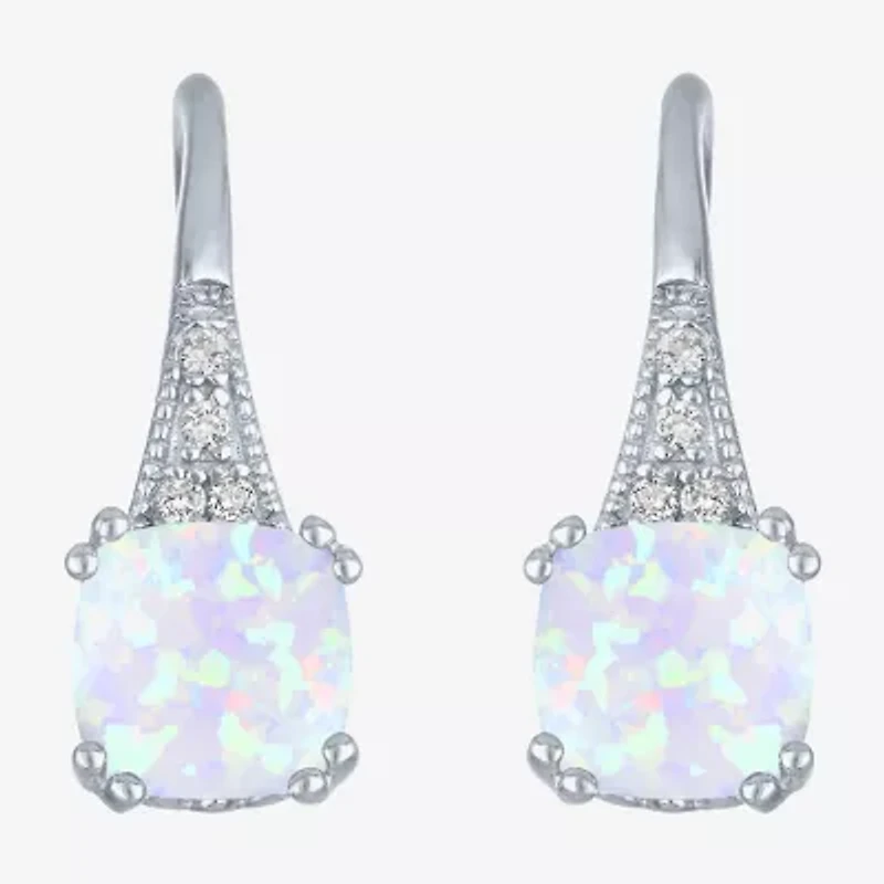 Gemstone Sterling Silver Cushion Drop Earrings