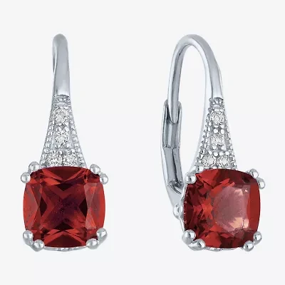 Gemstone Sterling Silver Cushion Drop Earrings