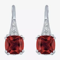 Gemstone Sterling Silver Cushion Drop Earrings