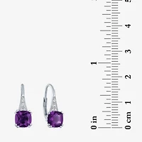 Gemstone Sterling Silver Cushion Drop Earrings