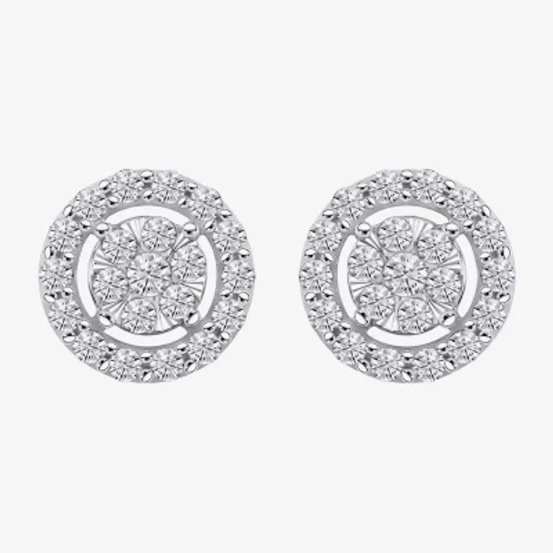 Diamond Blossom (G / Si2) 1 CT. T.W. Lab Grown White Diamond 10K White Gold 6.1mm Round Stud Earrings