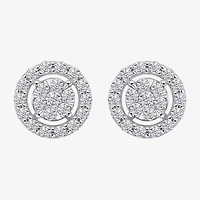 Diamond Blossom (G / Si2) 1 CT. T.W. Lab Grown White Diamond 10K White Gold 6.1mm Round Stud Earrings