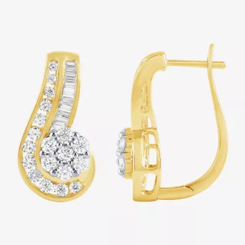 Diamond Blossom (G / Si2) Womens 2 CT. T.W. Lab Grown White Diamond 10K Gold Flower Drop Earrings