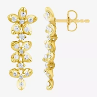Diamond Blossom (G / Si2) Womens 1/2 CT. T.W. Lab Grown White Diamond 10K Gold Flower Drop Earrings