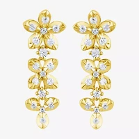 Diamond Blossom (G / Si2) Womens 1/2 CT. T.W. Lab Grown White Diamond 10K Gold Flower Drop Earrings