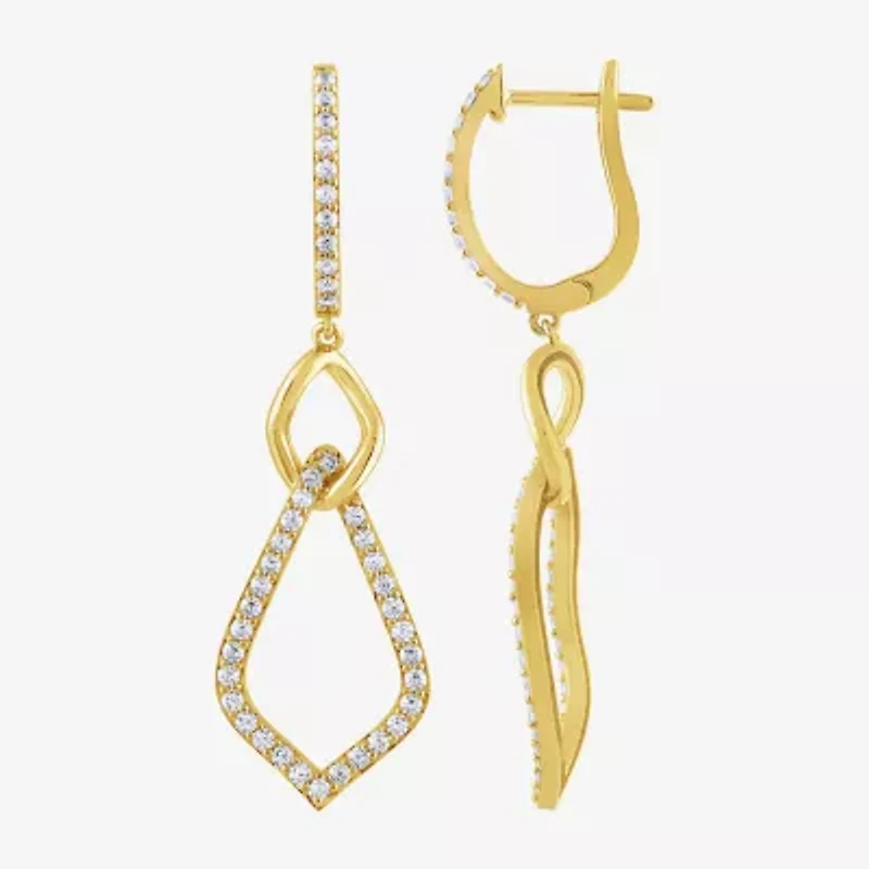 (G / Si2) Womens 1 CT. T.W. Lab Grown White Diamond 10K Gold Drop Earrings