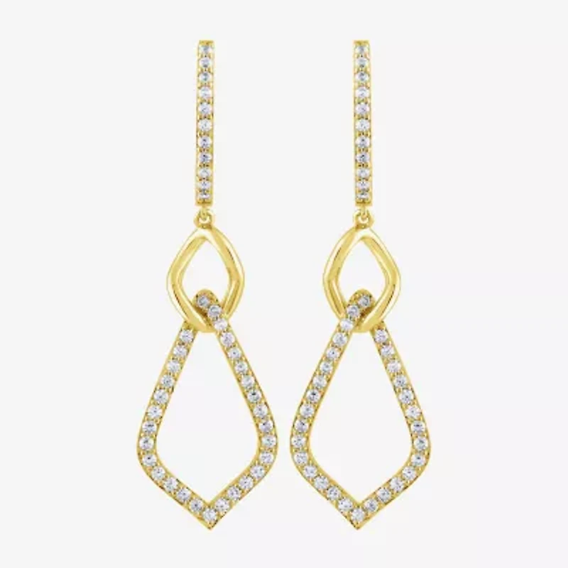 (G / Si2) Womens 1 CT. T.W. Lab Grown White Diamond 10K Gold Drop Earrings