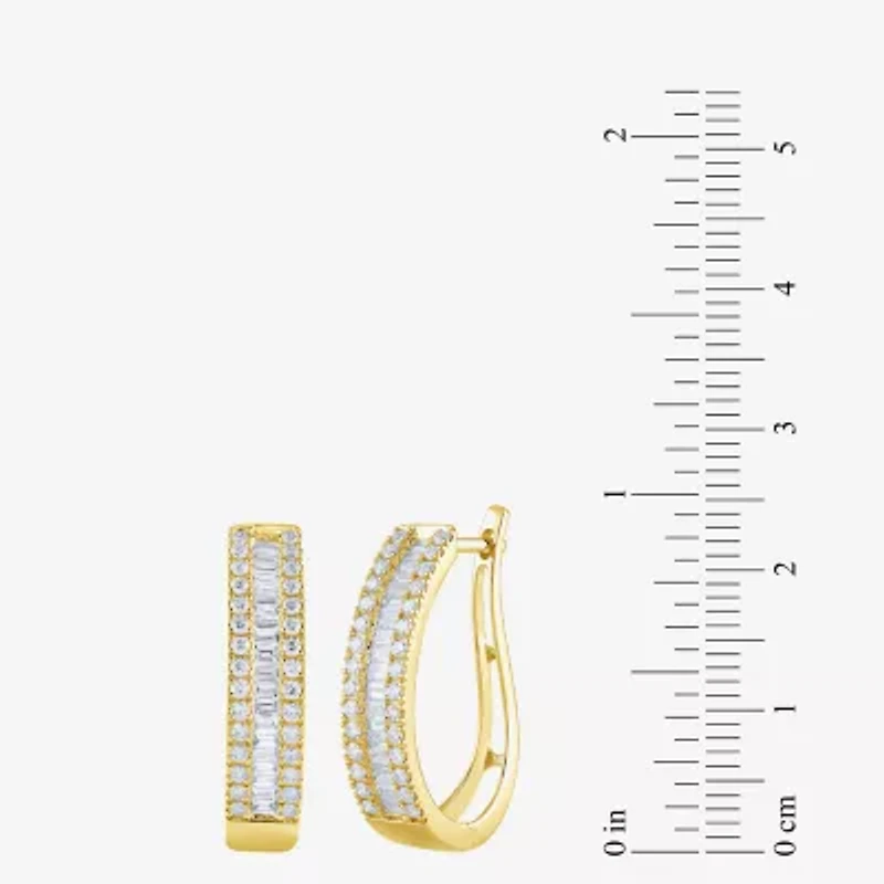 (G/Si2) Womens 1 CT. T.W. Lab Grown White Diamond 10K White Gold 23.3mm Hoop Earrings
