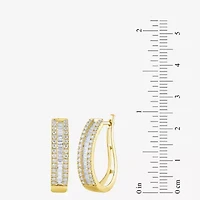 (G/Si2) Womens 1 CT. T.W. Lab Grown White Diamond 10K White Gold 23.3mm Hoop Earrings