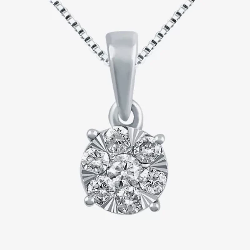 Diamond Blossom Womens 1/4 CT. T.W. Natural White Diamond 10K Gold Round 18 Inch Pendant Necklace