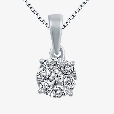 Diamond Blossom Womens 1/4 CT. T.W. Natural White Diamond 10K Gold Round 18 Inch Pendant Necklace