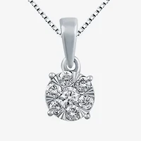 Diamond Blossom Womens 1/4 CT. T.W. Natural White Diamond 10K Gold Round 18 Inch Pendant Necklace