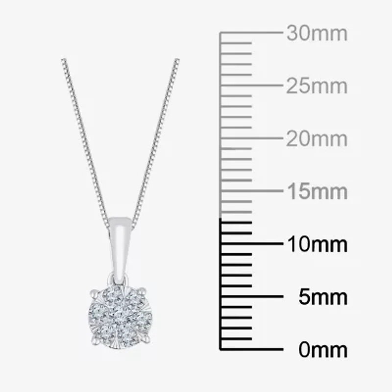 Diamond Blossom Womens 1/4 CT. T.W. Natural White Diamond 10K Gold Round 18 Inch Pendant Necklace