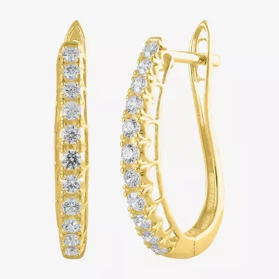 Womens 1/2 CT. T.W. Natural White Diamond 14K Gold 20.1mm Hoop Earrings